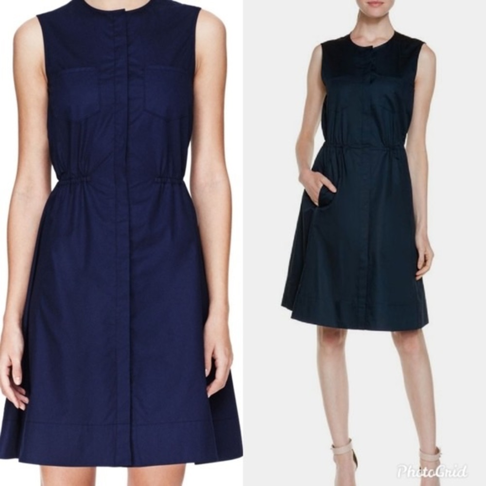 Theory Navy Blue Sleeveless Button Front Shirt Dress Size 8